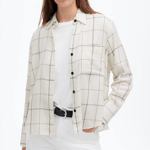 Madewell Tops - Madewell Easy Y-Neck Button-Up Shirt Size Medium